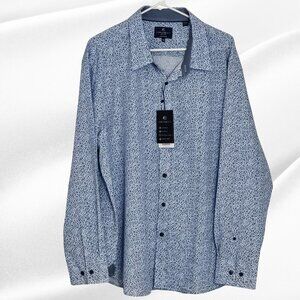 2/$30 Con.Struct Blue Liberty Floral Slim Fit Stretch Shirt 3XL